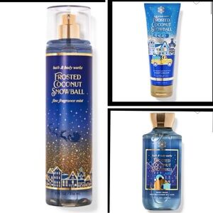 BATH AND BODY WORKS FROSTED COCONUT SNOWBALL BUNDLE OF 4 ITEMS